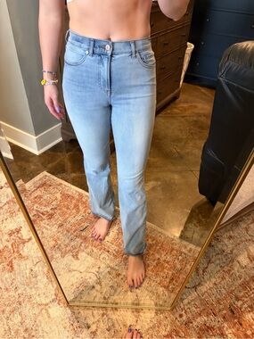 Express Light Blue Straight Leg Jeans - Women